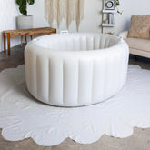 Earthside floor covering marshmallow protects floors under the birthing pool.