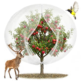 EaseThrift 12x12 fruit tree netting with drawstring and zipper shields a tree from birds.