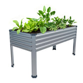 Easllre galvanized raised bed with legs during assembly for easy patio gardening.