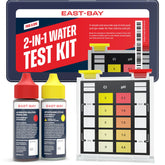East Bay 2-in-1 pool test kit front view shows compact setup for quick home testing