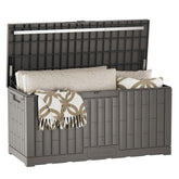 EAST OAK 120-gallon deck box stores cushions and gear with ease