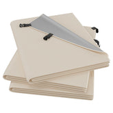 East Oak sun shade sail shows silver-coated fabric for UV protection.