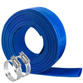 Eastrans blue backwash hose coiled for pool water transfer and storage