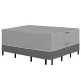 Easy-Going patio cover on a 110x84 rectangle setup protects from rain and dust.