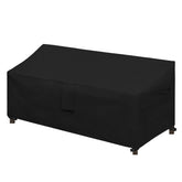 Easy-Going waterproof 3-seater patio sofa cover shielding a black outdoor sofa