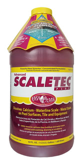EasyCare Scaletec Plus descales pool surfaces without acids for mineral buildup relief.