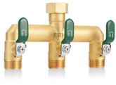 EBH garden hose splitter 3-way brass for durable outdoor use and easy flow control.