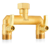 EBH garden hose splitter in full-flow 2-way setup for versatile watering.