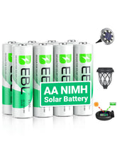 EBL AA rechargeable batteries in a pack of eight for long-lasting outdoor lighting.
