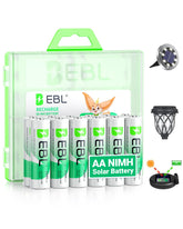 EBL Solar AA battery 1300mAh powers garden lights with longer run time