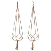 EBOOT 2-pack macrame plant hanger, 48-inch, four legs, linen color for indoor decor.