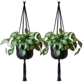 EBOOT 48-inch macrame plant hanger with four legs in black for indoor decor.