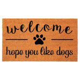 Eco Living coir doormat with dog print welcomes guests at the entry.
