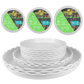 ECOESPTI 6-inch white plant saucer catching excess water to protect surfaces.