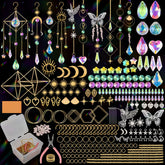 Ecoofor suncatcher kit contents with tools and beads for DIY projects