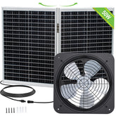 Eco-Worthy 50W solar panel foldable powering attic cooling outdoors