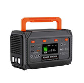 ECPOWSKEY 300W portable power station front view powering a mini fridge outdoors