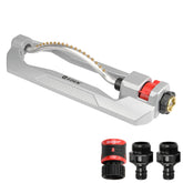 Eden 96218 sprinkler shows wide-area coverage for large lawns with even irrigation.
