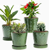 EFISPSS flower planter 5-inch striped ceramic pot, ideal for desktop greenery.