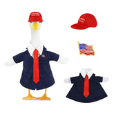 EHZYP patriotic goose outfit with red hat for festive porch decor.