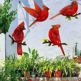 EiGreen cardinal wall art assembly on outdoor wall adds nature-inspired charm.