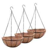 EIMQUVW metal hanging planter set with three 12-inch baskets for versatile indoor outdoor display