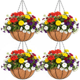 EIMQUVW outdoor metal hanging planter basket four pack on wall for balcony decor