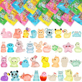 EKisemio glow-in-the-dark mini resin animals illuminate shelves and desks for nighttime decor.