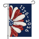 EKOREST 250th anniversary garden flag with floral design enhances curb appeal outdoors.