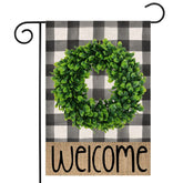 EKOREST spring boxwood wreath flag 12x18 for porch welcoming guests.