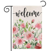 EKOREST spring garden flag with welcome watercolor roses for a bright front porch.