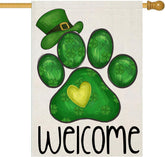 EKOREST flag featuring a dog paw with a green hat for outdoor charm.