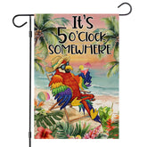 EKOREST parrot watercolor garden flag for outdoor summer display.