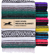 El Paso Designs Mexican Yoga Blanket hunter green folded for cozy warmth during practice