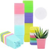 Elcoho square plant pots with saucers in white for indoor seedling starter use
