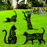 Elcoho black cat silhouette garden stake decor adds charm while deterring small pests