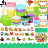 Elcoho garden pot kit display with colorful pots for kids' planting activity