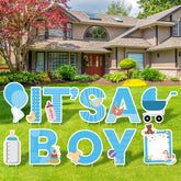Elcoho IT'S A BOY yard sign kit for outdoor gender reveal celebrations.