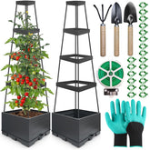 Elefama 2Pack raised garden bed with trellis enables vertical tomato growth