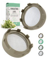 Elementi sprouting lid on a wide mouth jar showing easy air circulation for sprouts.