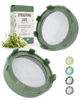 Elementi Sprouts lids for wide-mouth jars enable efficient rinsing and air circulation.