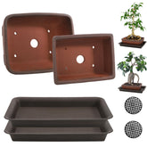 ELFULLY large rectangle bonsai pot with breathable unglazed ceramic surface for healthy roots.