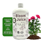Elm Dirt Bloom Juice bottle pour shows easy feeding for thriving flowering plants
