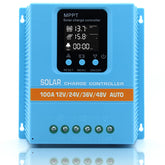 ELUSH 100A MPPT controller front view highlights the rugged enclosure