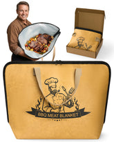 Elviros Travel BBQ Blanket with wide mouth opening for easy brisket loading and unloading.
