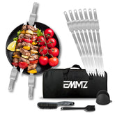 emmz grilling skewers on grill showing flat design for steady cooking