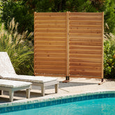 Enclo Sierra wood-grain privacy screen closeup highlighting natural texture