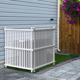 Enclo Wilmington white two-panel privacy screen enhances outdoor privacy and curb appeal.
