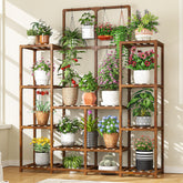 EnHomee plant stand tiered outdoor wood for 16–21 plants allows spacious arrangement.