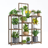EnHomee plant stand shows large capacity for 10–12 pots across multiple shelves